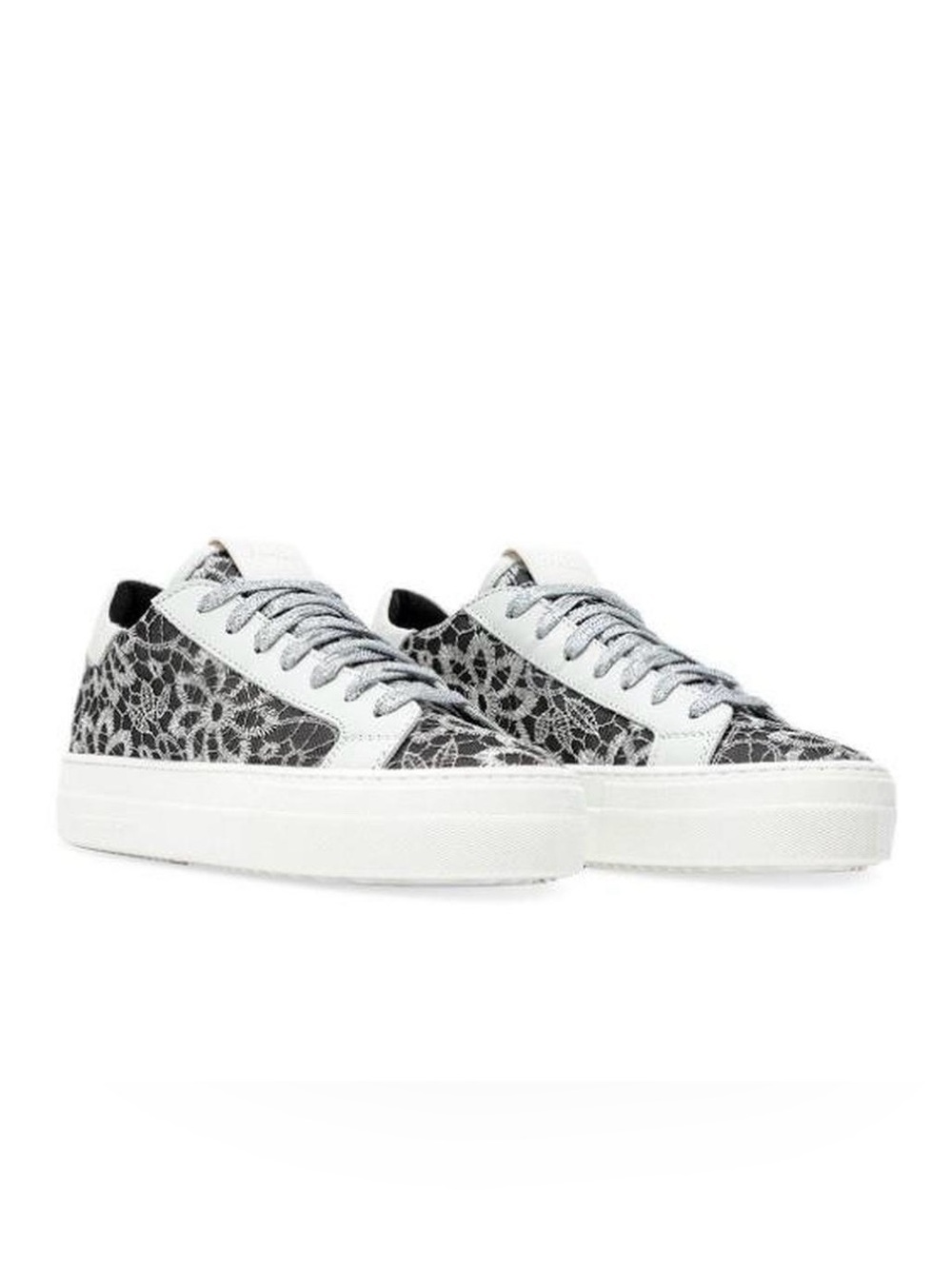 P448 Black & White Lace-Pattern Low Top Sneakers size 38